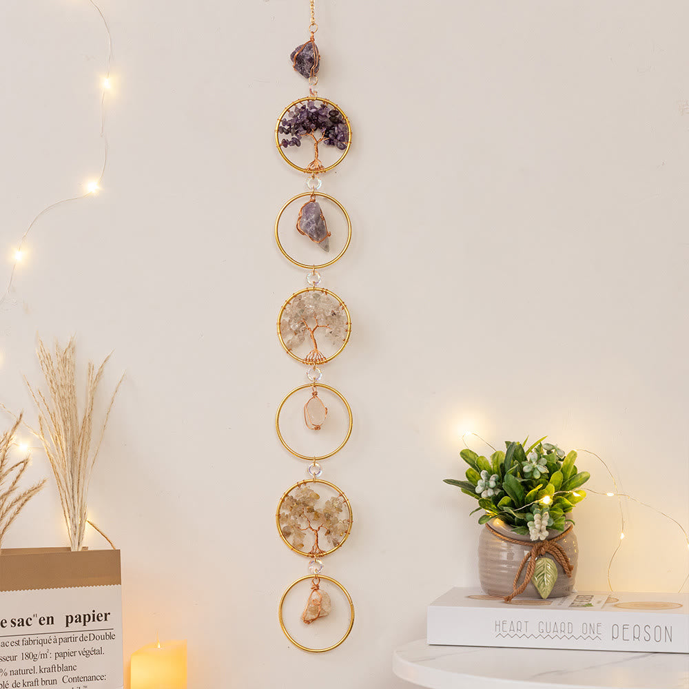 Wanddecoratie Levensboom met Kristallen Ringen 0