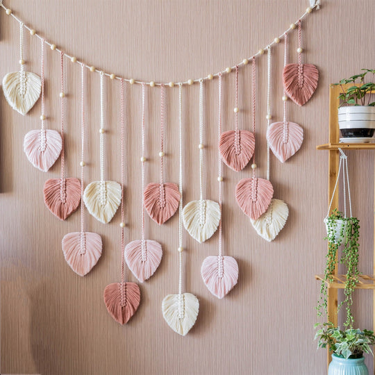 Wanddecoratie Macrame Groene Bladeren voor Woonkamer en Slaapkamer 0