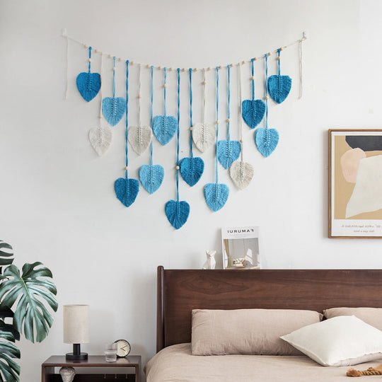 Wanddecoratie Macrame Groene Bladeren voor Woonkamer en Slaapkamer 3