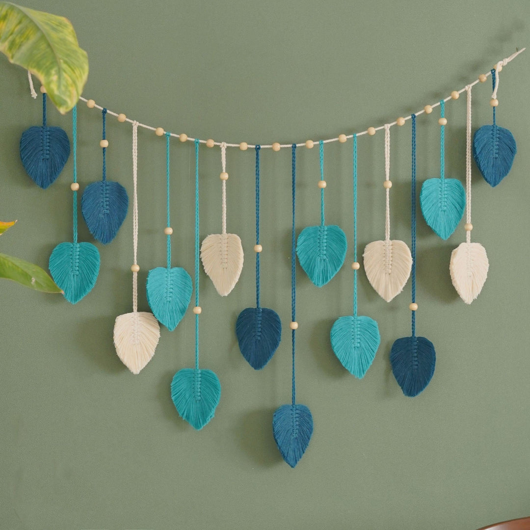 Wanddecoratie Macrame Groene Bladeren voor Woonkamer en Slaapkamer 5