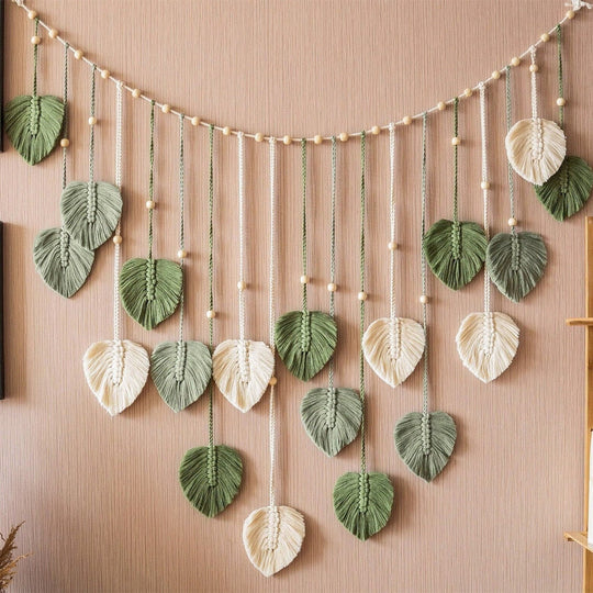 Wanddecoratie Macrame Groene Bladeren voor Woonkamer en Slaapkamer 6