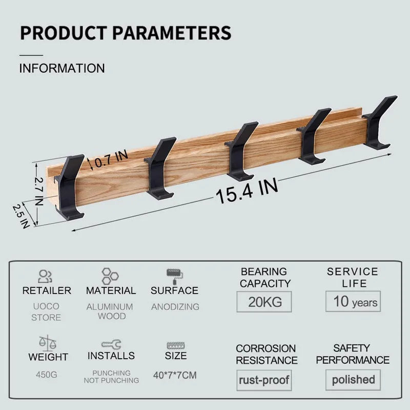 Wandkapstok met Beweegbare Haken Scandinavisch Design voor Jassen en Accessoires 5