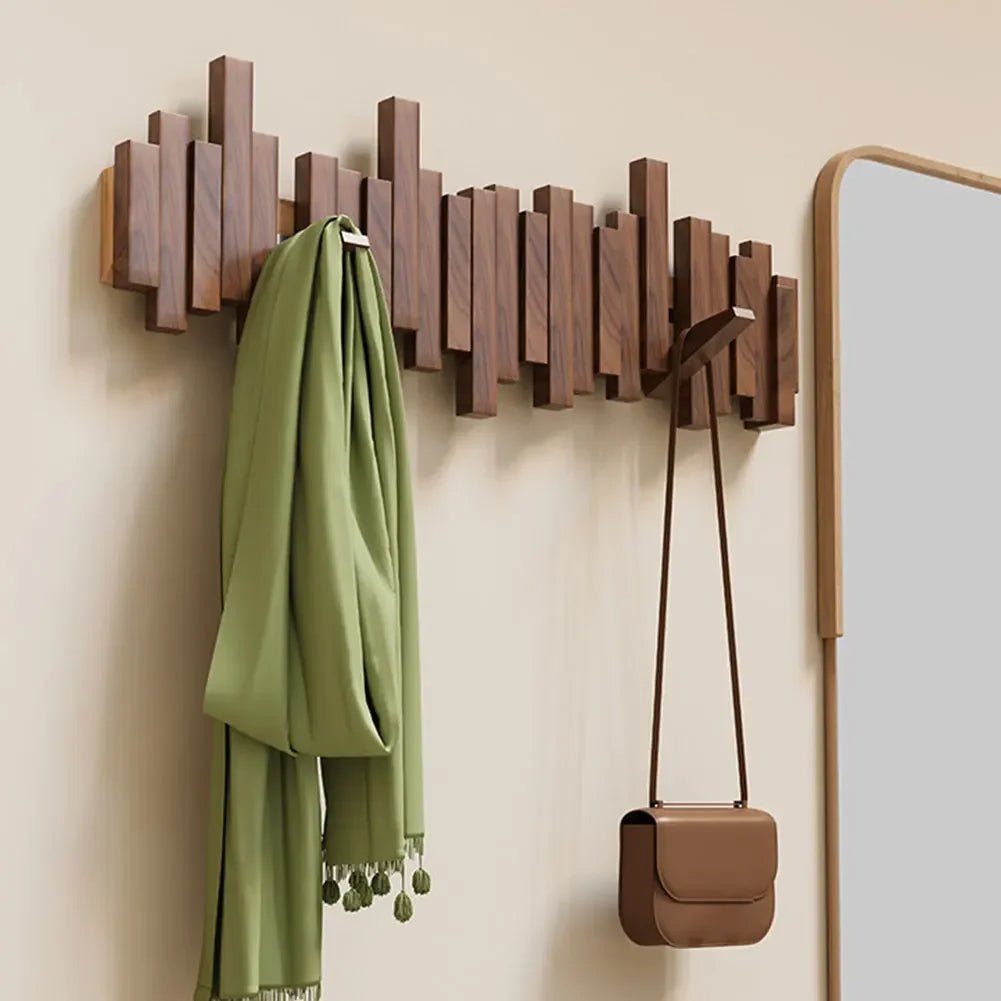 Wandkapstok van Massief Hout met Magnetische Haken 4