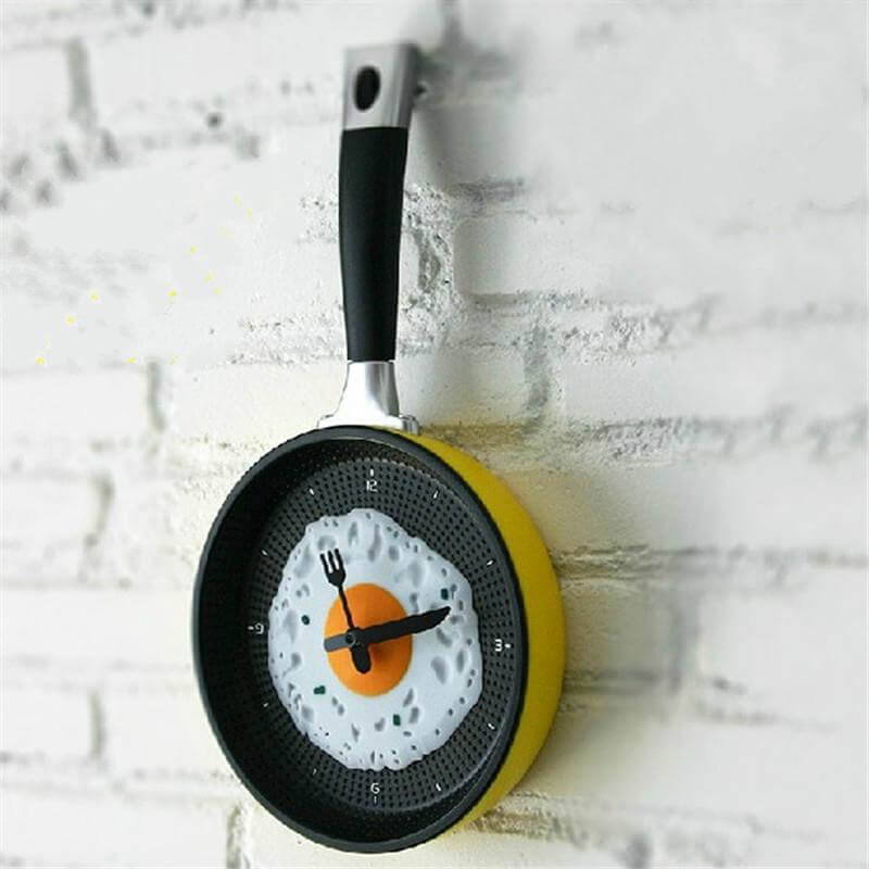 Wandklok Koekenpan Met Gebakken Ei Design 1