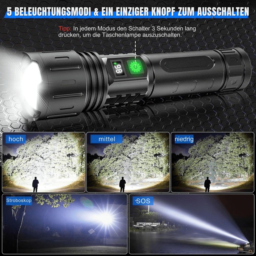 Zaklamp 100.000 Lumen Superhelder en Veelzijdig 3