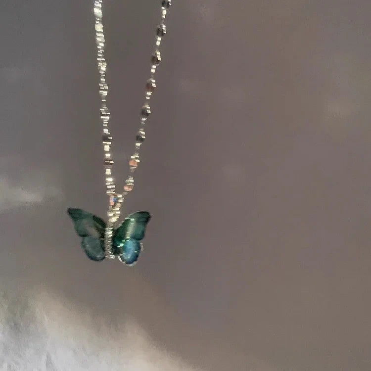 Zilveren Ketting Dames Vlinder Design Modern Accessoire 2