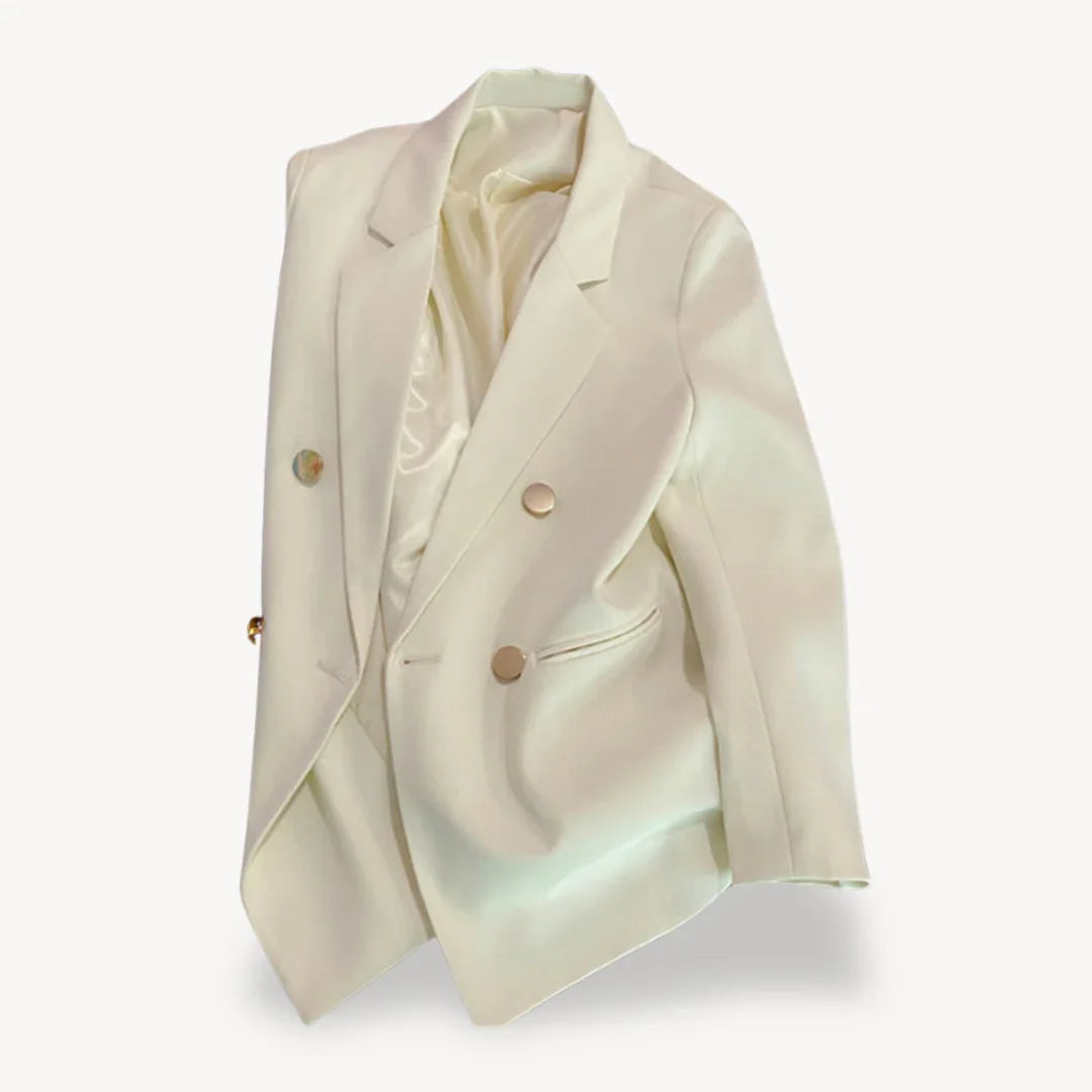 Zwarte Blazer Dames Met Dubbele Rij Knopen Voor Professionele en Formele Gelegenheden 0