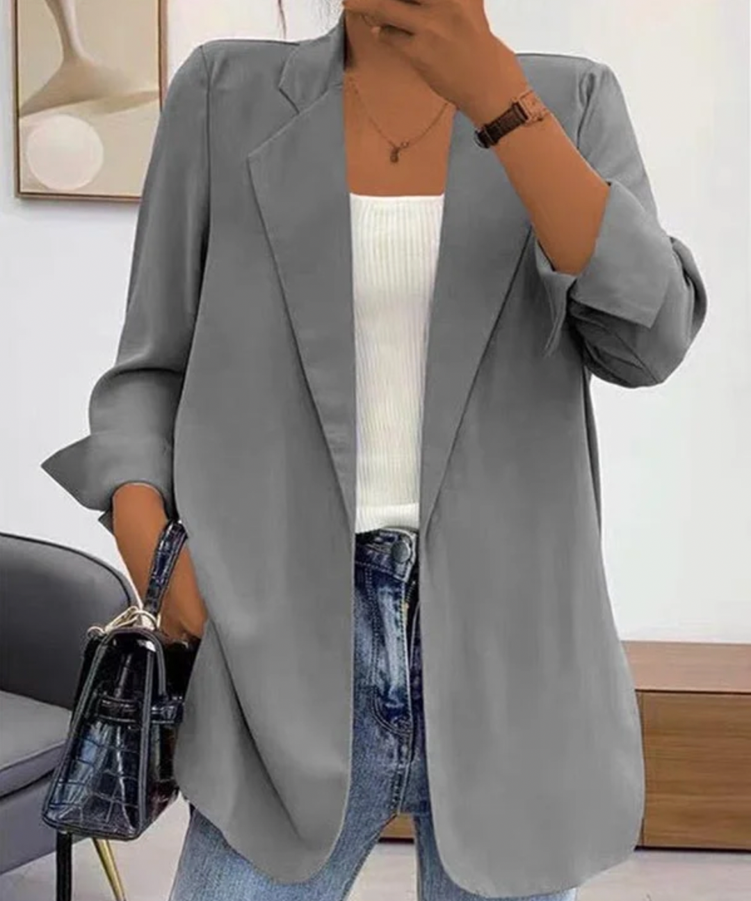 Zwarte Blazer Dames Moderne Stijl voor Casual en Formele Gelegenheden 1
