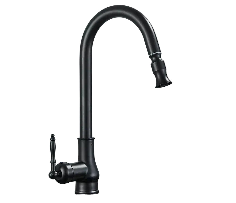 Zwarte Keukenkraan Draaibaar Vintage Tap Voor Retro Keuken 0