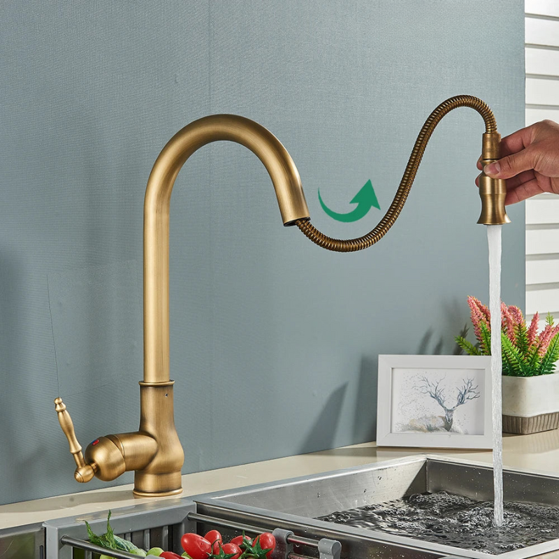 Zwarte Keukenkraan Draaibaar Vintage Tap Voor Retro Keuken 1
