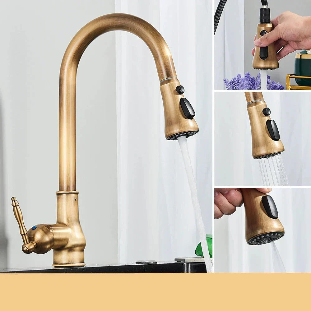 Zwarte Keukenkraan Draaibaar Vintage Tap Voor Retro Keuken 7