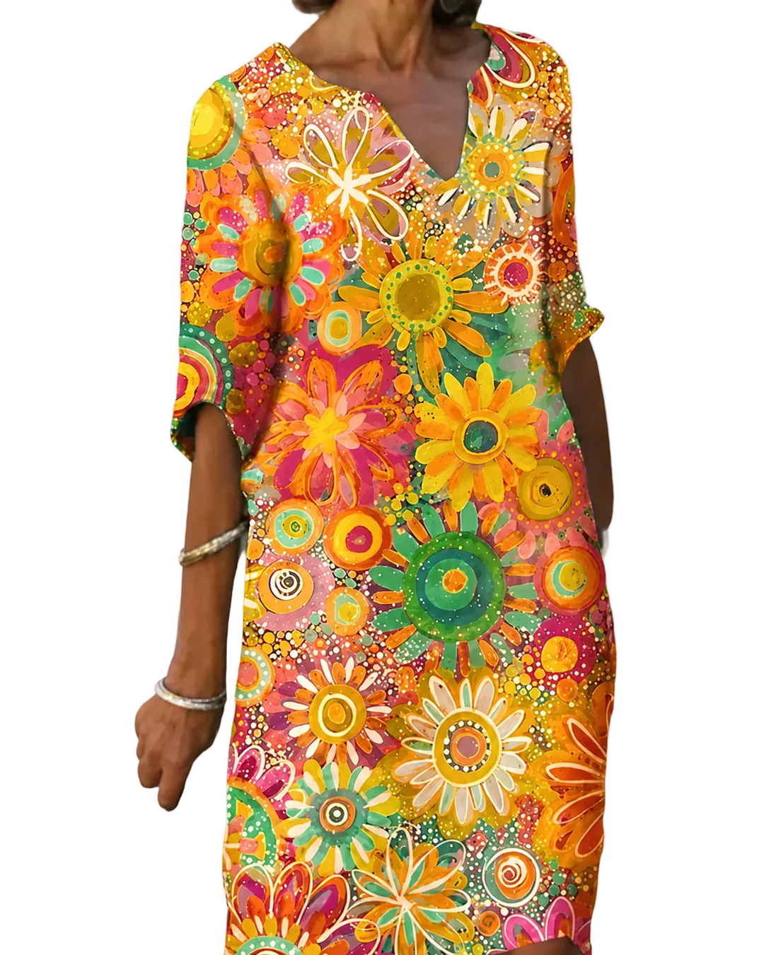 Dames V-Ausschnitt Jurk Bloemendessin Casual Zomer Kleding