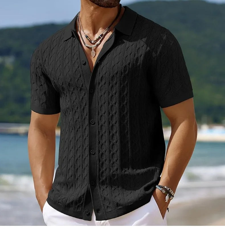 Heren Retro Jacquard Gebreide Polo