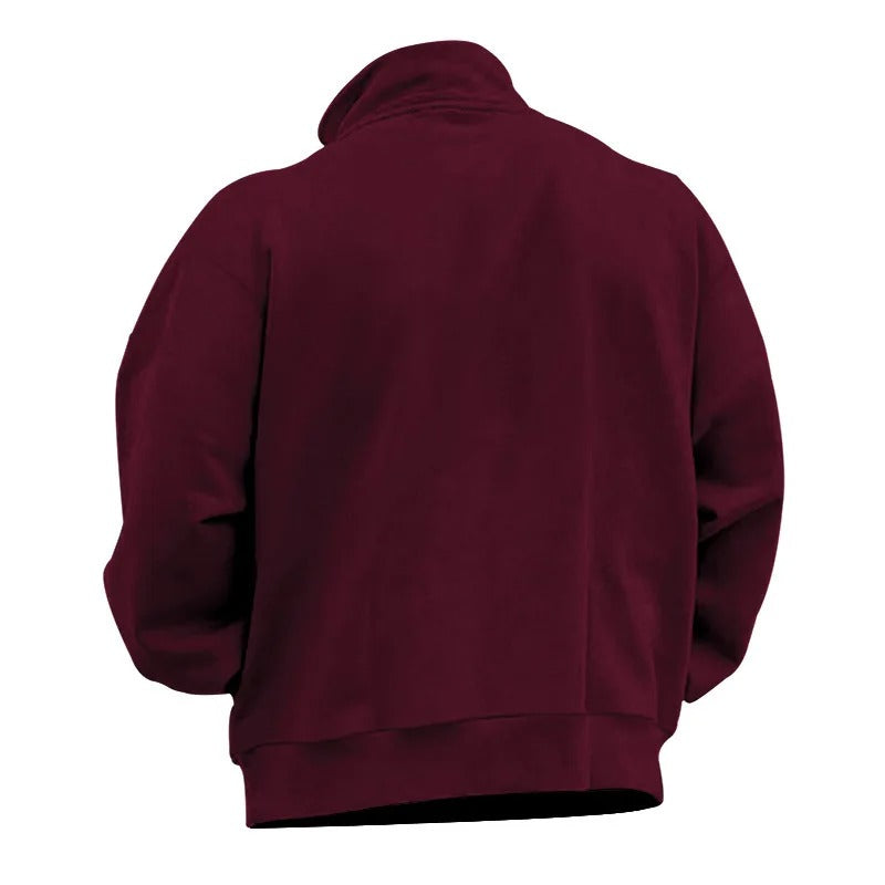 Heren Sweatshirt met halve rits met staande kraag