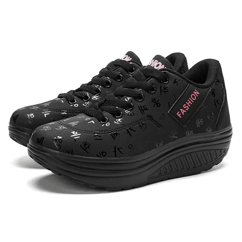 Vrouwen Platform Wedge Lace-Up Sneakers
