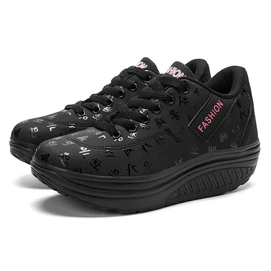 Vrouwen Platform Wedge Lace-Up Sneakers