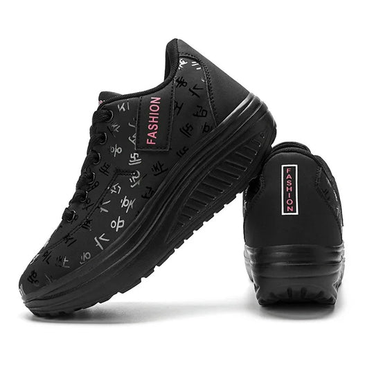Vrouwen Platform Wedge Lace-Up Sneakers