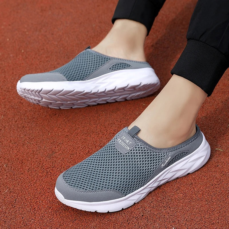 Ademende mesh halve slippers voor heren