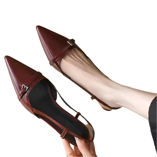 Dames sandalen met glanzende sleehak