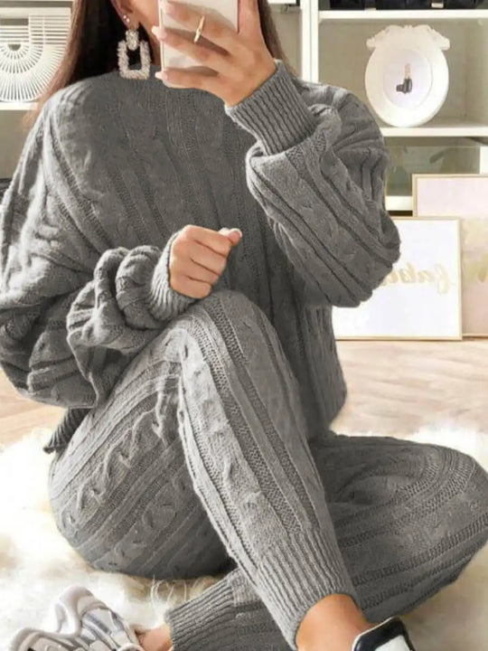 Plus Size Gebreide Schouderbroek Set