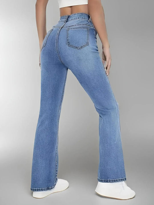 Denim broeken met hoge taille voor dames