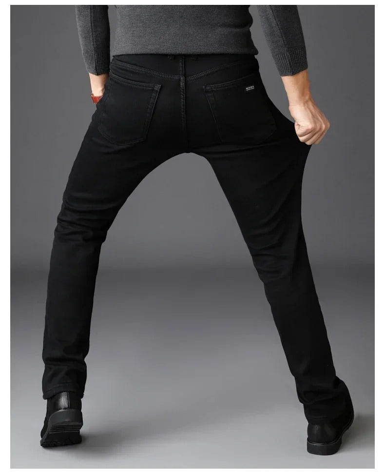 Zwarte stretch-bikerjeans voor heren
