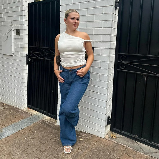 Off-shoulder crop tanktop voor dames