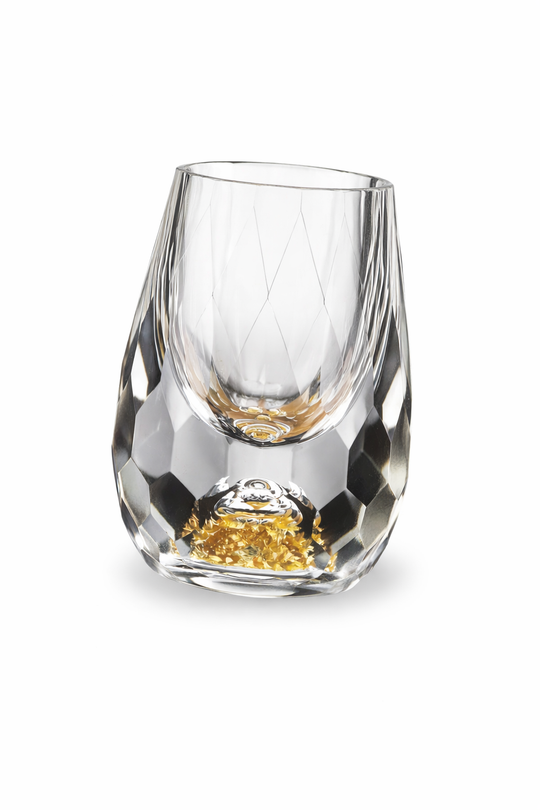 Set van 2 Handgemaakte Kristallen Glazen met Gouden Accenten