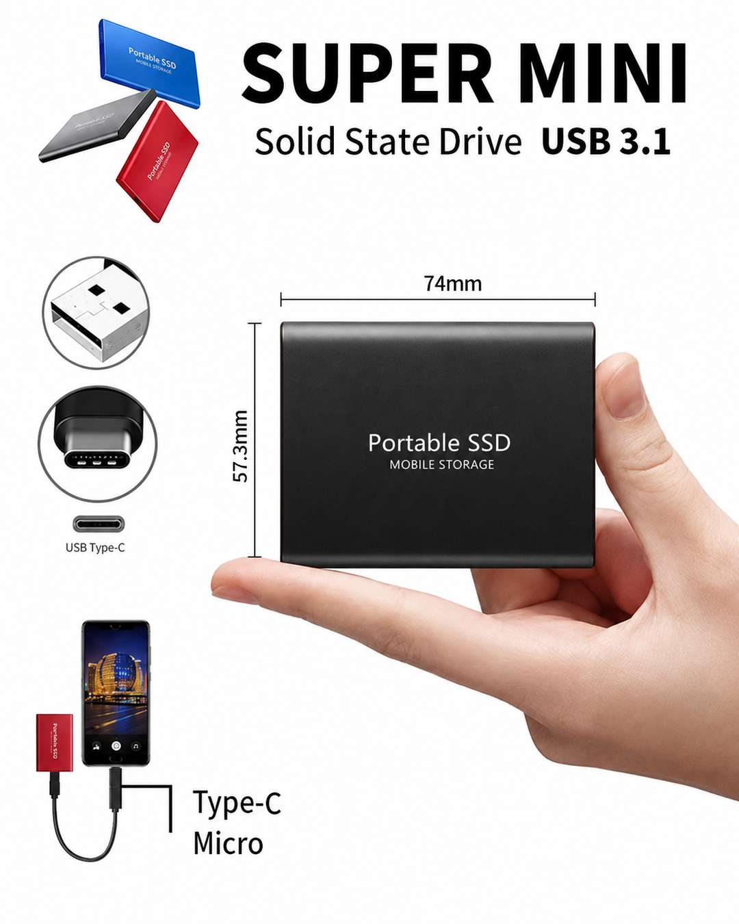Externe SSD 128 TB Compact en Betrouwbaar met Hoge Overdrachtssnelheid