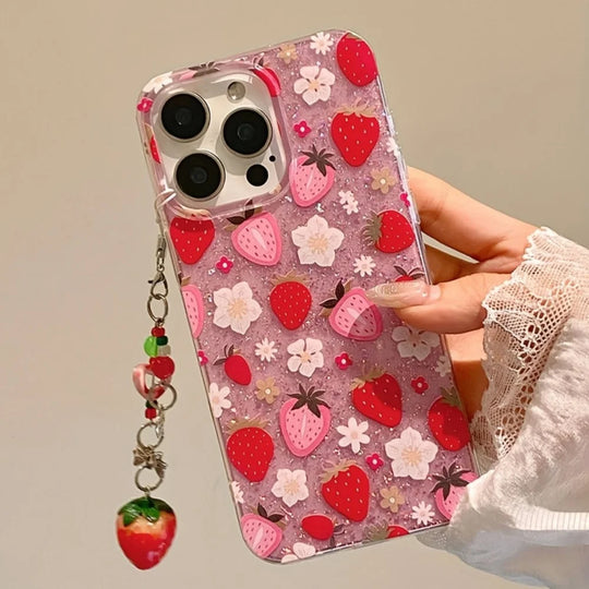 iPhone Hoesje Bloem Motief met Glitter 0