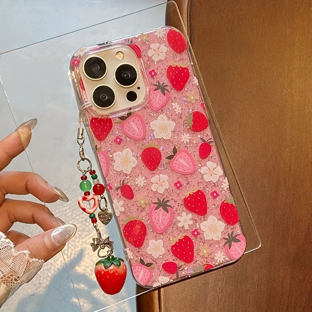 iPhone Hoesje Bloem Motief met Glitter 4