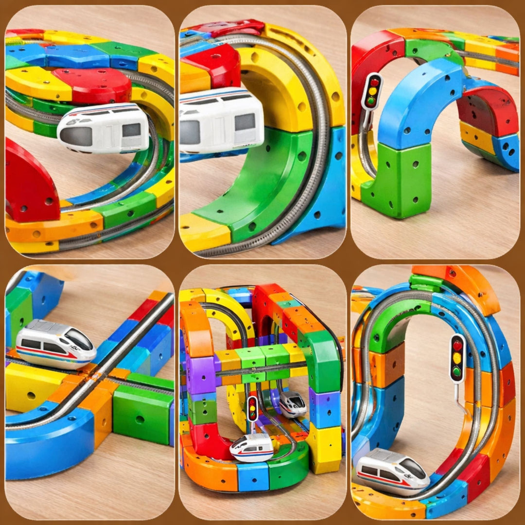 Kinderen 3D Spoorwegbouwset met Oplaadbare Locomotief