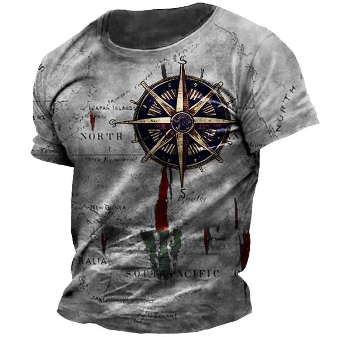 Heren Vintage Kompas T-shirt