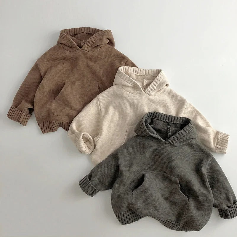 Gebreide hoodie met voorzak voor kinderen