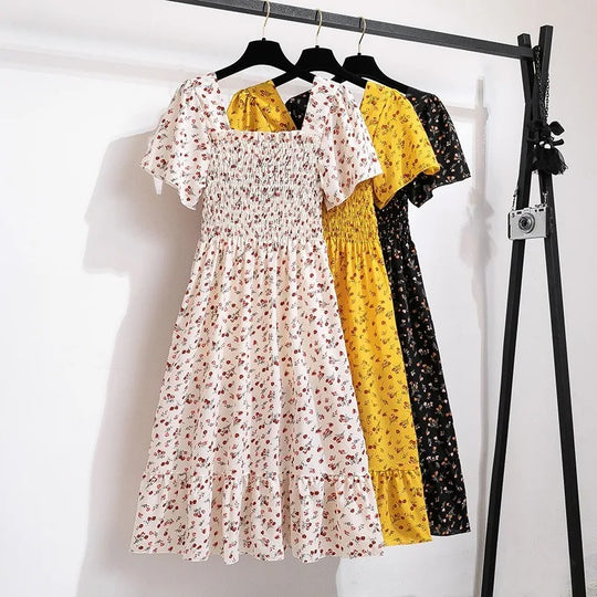 Bloemen chiffon midi-jurk voor dames