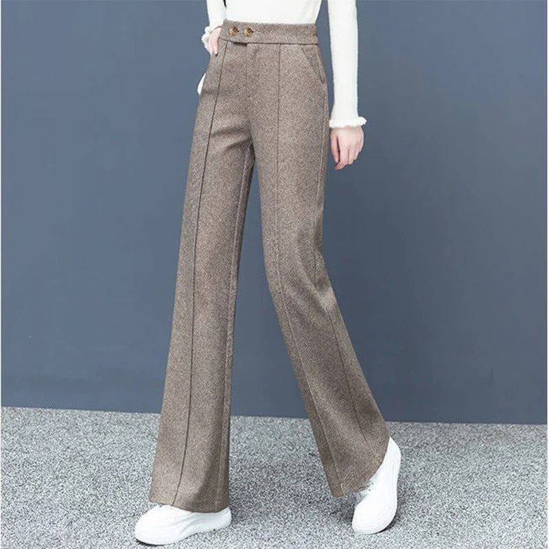 Dames wolmix rechte broek