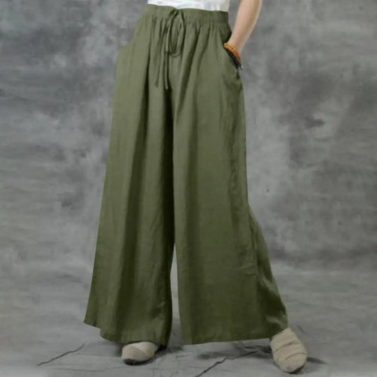 Casual Rechte Broek Met Wijde Pijpen Dames