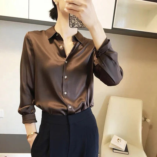 Dames Knoop Zijden Blouse