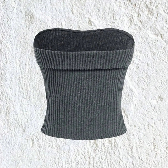 Dames geribbelde strapless slim fit tube top