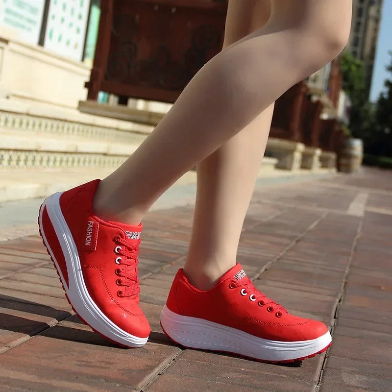 Vrouwen Platform Wedge Lace-Up Sneakers