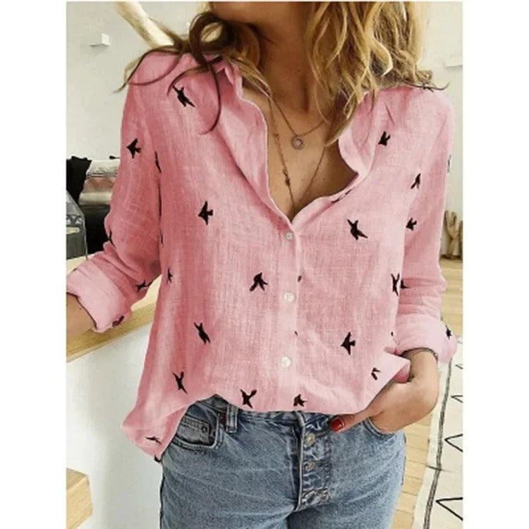 Dames Vintage Casual T-shirts van Katoen en Linnen Stijl
