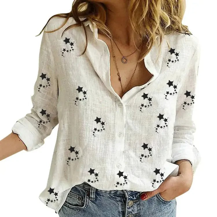Dames Vintage Casual T-shirts van Katoen en Linnen Stijl