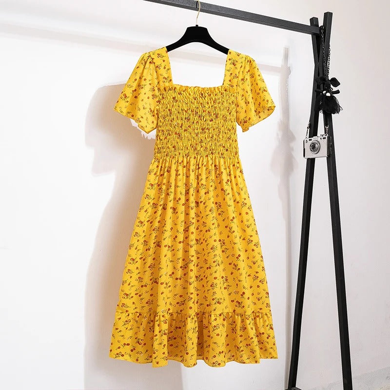 Bloemen chiffon midi-jurk voor dames