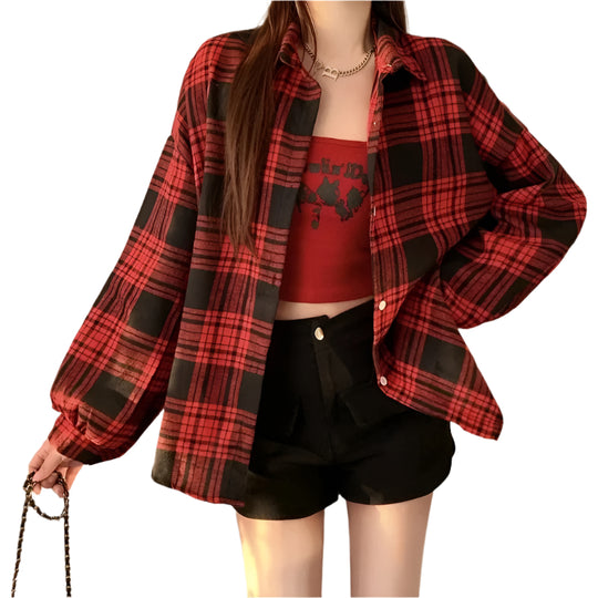 Oversized geruit overhemd voor dames
