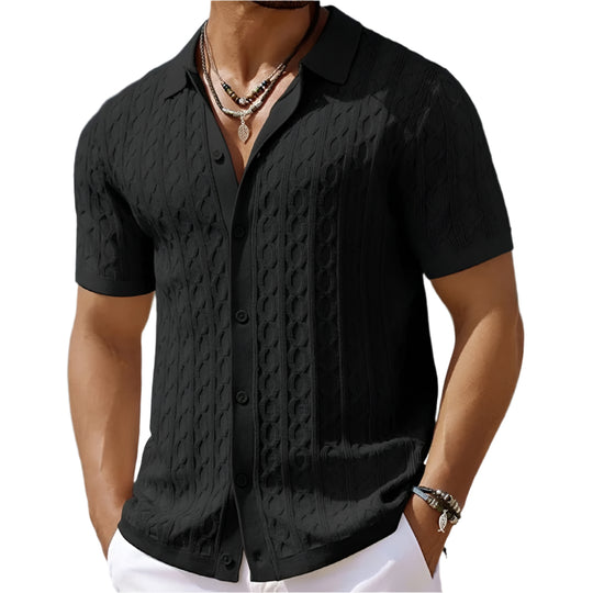 Heren Retro Jacquard Gebreide Polo