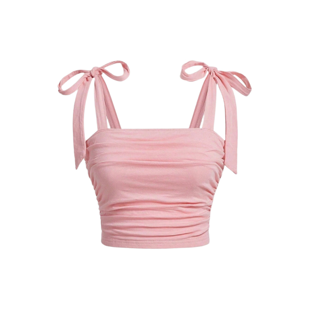 Dames-top met ruches en schouderbandjes