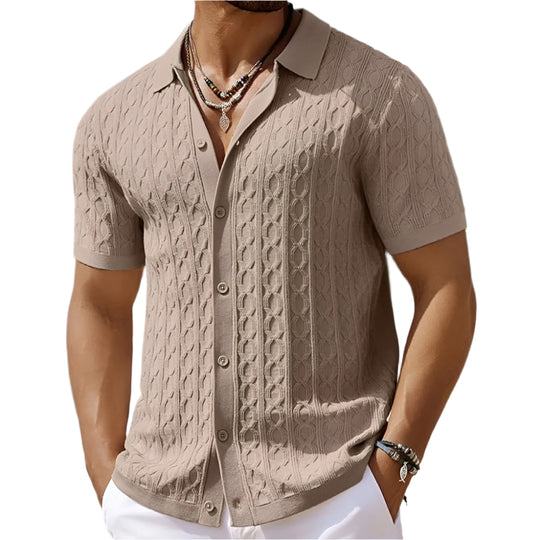 Heren Retro Jacquard Gebreide Polo