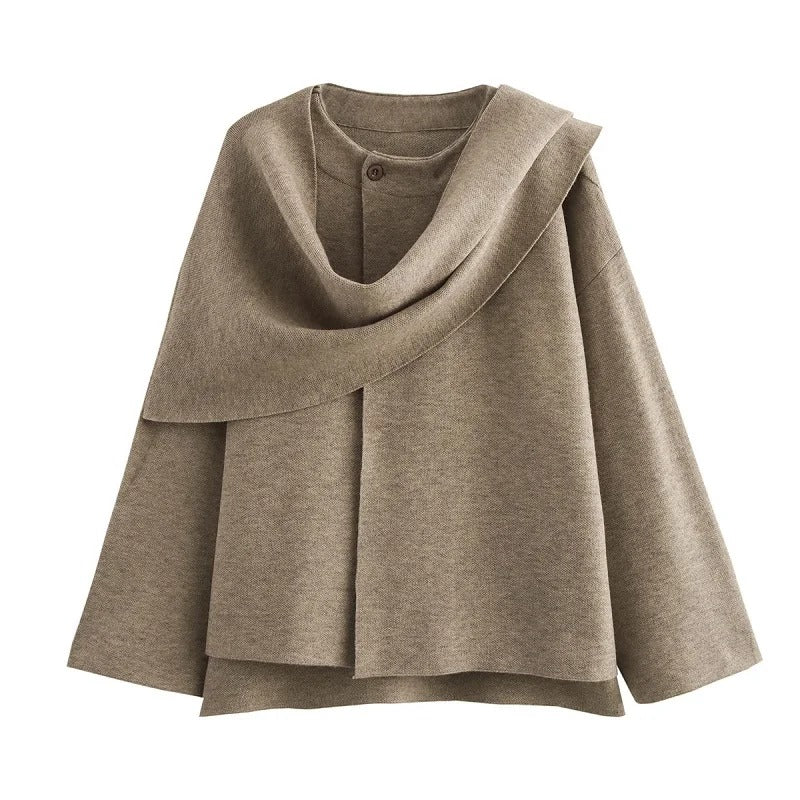 Asymmetrisch gewatteerd damesjack met lange mouwen