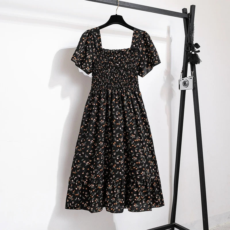 Bloemen chiffon midi-jurk voor dames