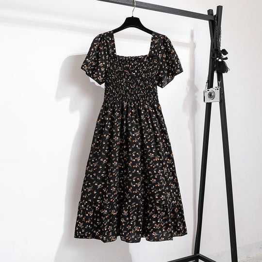 Bloemen chiffon midi-jurk voor dames